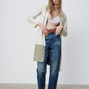 Brand New . Size Medium . Zara . Unlined . Open Jacket . Pockets . Ivory & gray
